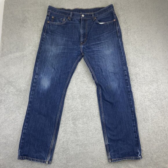 Levi's 505 Straight Fit Jeans Mens 38x32 (Fits 38x31) Medium Denim Blue - Picture 1 of 11